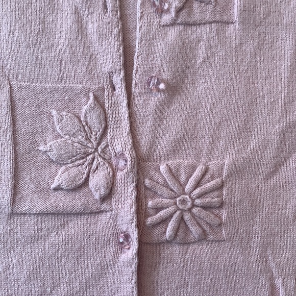 2/$12 deal! Sigrid Olsen pink cardigan button sweater silk angora rabbit blend. - Picture 3 of 6